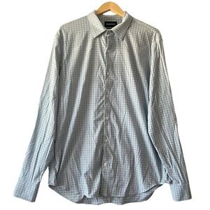 Bonobos Mens XL Long Sleeve Tailored Fit Blue‎ Checkered Button Up Shirt
